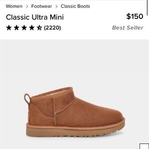 UGG Classic Ultra Mini, Chestnut, Size 7